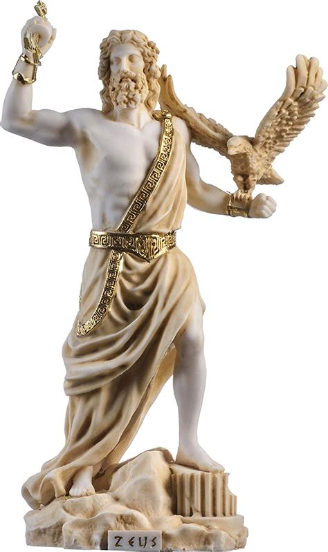 zeus greek god jupiter thunder statue figurine gold alabaster