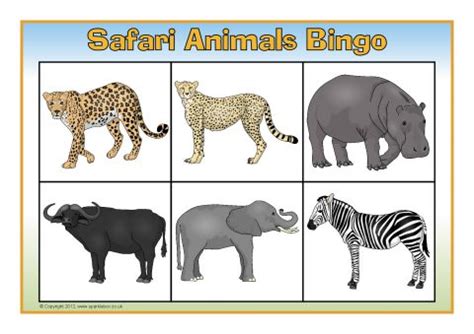 safari animals bingo sb sparklebox