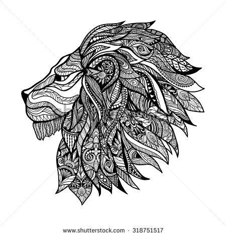 hand drawn lion coloring page stock vector  shutterstock