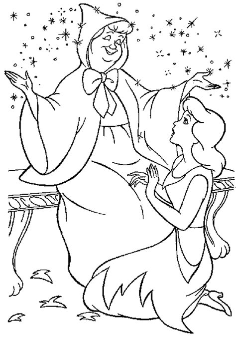 cinderella fairy godmother coloring pages  getcoloringscom