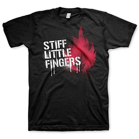 Stiff Little Fingers Graffiti Logo And Flame On A Black Shirt
