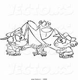 Cartoon Camping Bear Vector Coloring Marshmallows Roast Boys Ron Leishman Outlined Watching Service Royalty sketch template