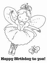 Fairy Coloring Pages Fairies Birthday Happy Color Colouring Cute Printable Kids Three Card Print Nice Sheets Her Flower Butterfly Cartoon sketch template