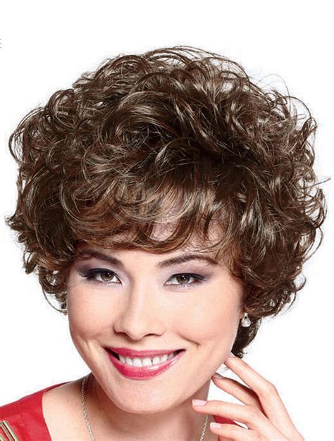 modern brown curly synthetic short wigs short sexy wigs short wavy