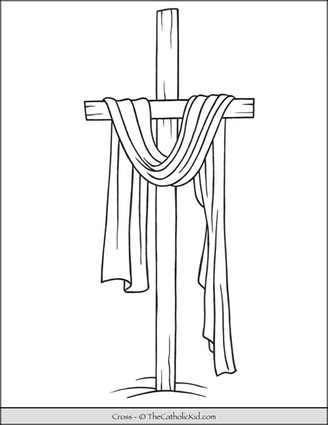 lent coloring page cross draped thecatholickidcom cross coloring