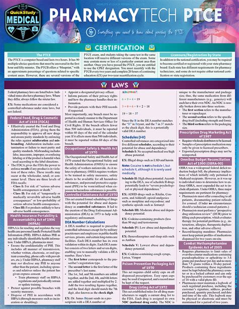 quickstudy pharmacy technician ptce laminated study guide
