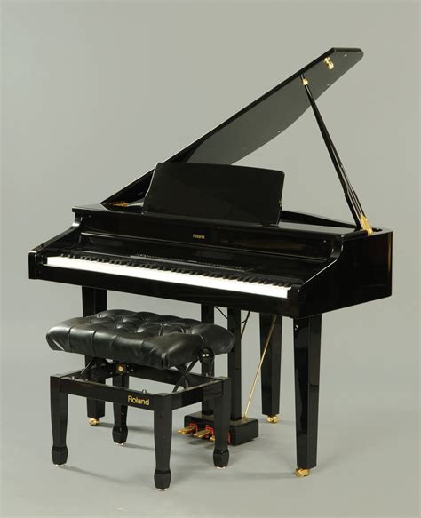 roland hp  digital baby grand piano  piano black  matching adjustable  seat wid