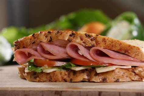 ham sandwich stock photo image  mustard roll delicious