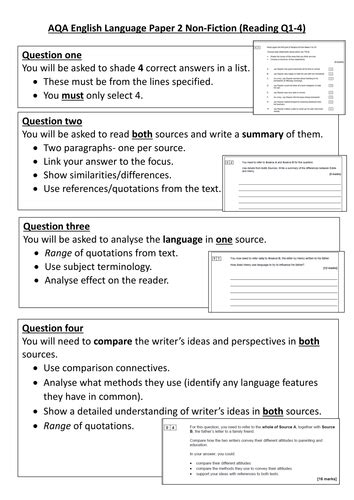 gcse aqa language paper    guide  students teaching resources