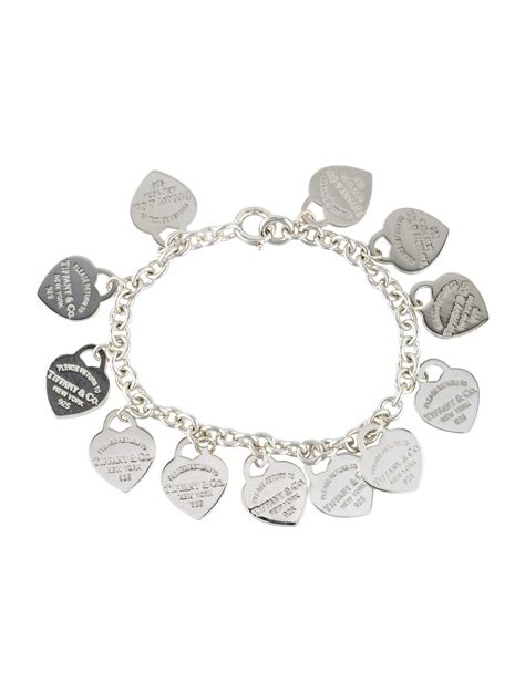 tiffany  multi heart tag bracelet sterling silver charm bracelets tif  realreal