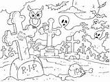 Coloring Halloween Graveyard Pages Spooky Cemetery Printable Headstone Color Tombstone Getcolorings Drawings Print Getdrawings Popular Ghostly 76kb 400px sketch template