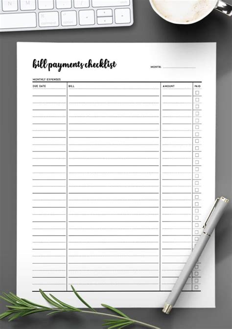 printable bill pay checklist world  printables
