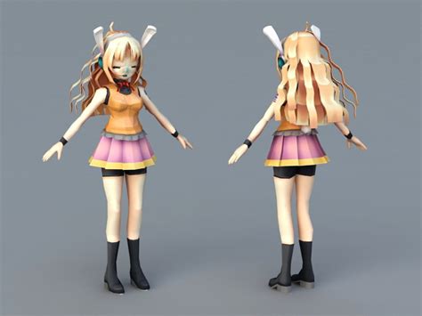 Anime Rabbit Girl 3d Model 3ds Max Files Free Download Modeling 41040