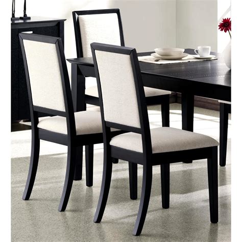 shop prestige cream upholstered black wood dining chairs set