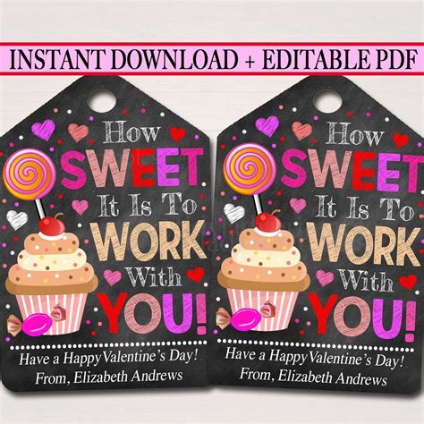 Valentines Day Coworker Favor Tags Company Staff Appreciation Labels