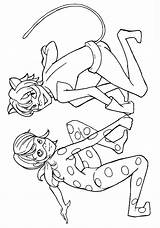 Ladybug Noir Cat Coloring Pages Color Print Kids sketch template