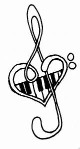Music Piano Drawings Tattoo Cool Note Clipart Drawing Heart Notes Designs Tattoos Clef Draw Treble Clip Cliparts Symbol Stencil Musical sketch template