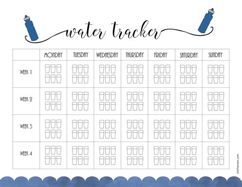 water tracker printable customizable instant