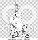Dunce Cartoon Lineart Sitting Wearing Hat Chair Boy Illustration sketch template