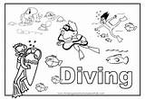 Coloring Pages Diving Sport Kids sketch template