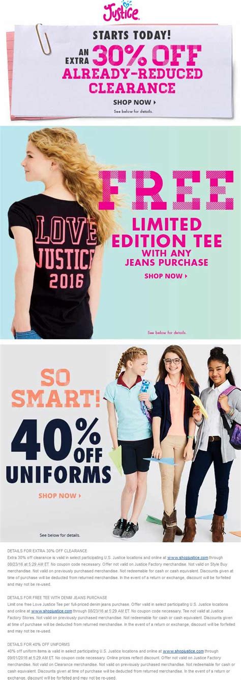 justice coupons shopping deals shopping coupons  shirts uniform shop