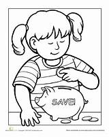 Money Coloring Girl Save Sheet Daisy Worksheets Responsible Pages Learning Scouts Scout Saving Kids Worksheet Colouring Math Counting Sheets Children sketch template
