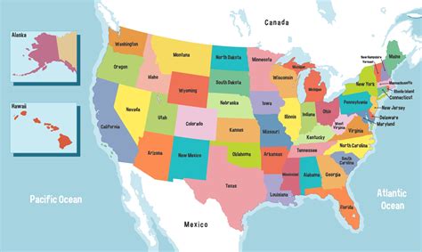 mapa de estados unidos de america  nombres de estados  vector en vecteezy