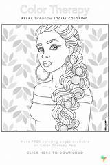 Coloring Pages Girls Color Therapy Colortherapy Colouring Printable sketch template