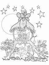 Coloring Fairy Pages House Tree Adults Fairies Colouring Garden Adult Detailed Pheemcfaddell Printable Maison Magic Color Kids Mandala Sheets Para sketch template