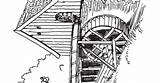 Coloring Pages Watermill sketch template