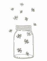 Fireflies Mason Jars Jar Firefly Vector Hand Drawn Drawing Bullet Journal Drawings Summer Easy Lightning Bugs Outline Clip Tattoo Doodle sketch template