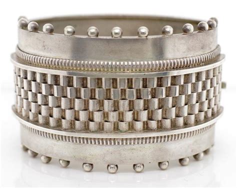 repeating ball sterling silver cuff bangle  mm width bracelets