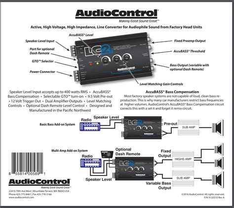 audiocontrol lci  channel   converter  accubass  subwoofer control buy