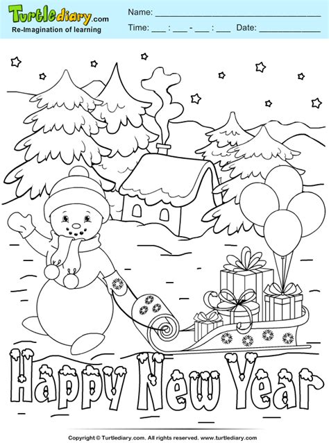 year coloring sheet turtle diary