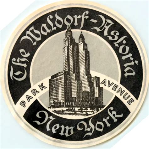 waldorf astoria hotel  york city historic early luggage label   picclick