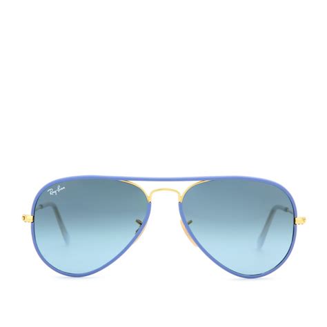 ray ban aviator full color 55 sunglasses in blue lyst