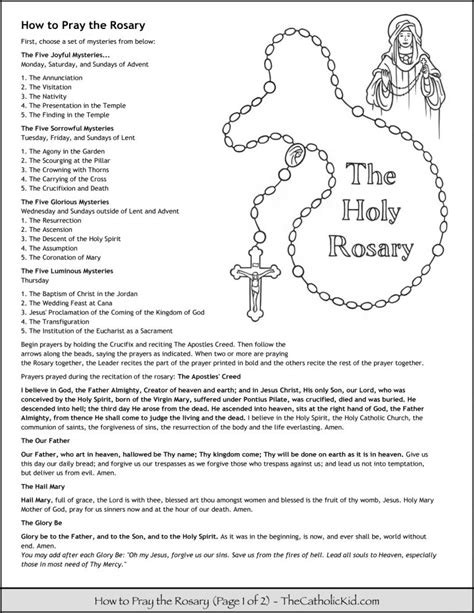 pray  rosary coloring page  kids thecatholickid