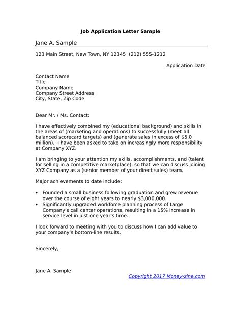 job application letter examples   word examples