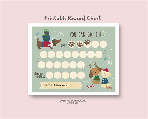 buy printable holiday christmas reward chart doggy sticker chart