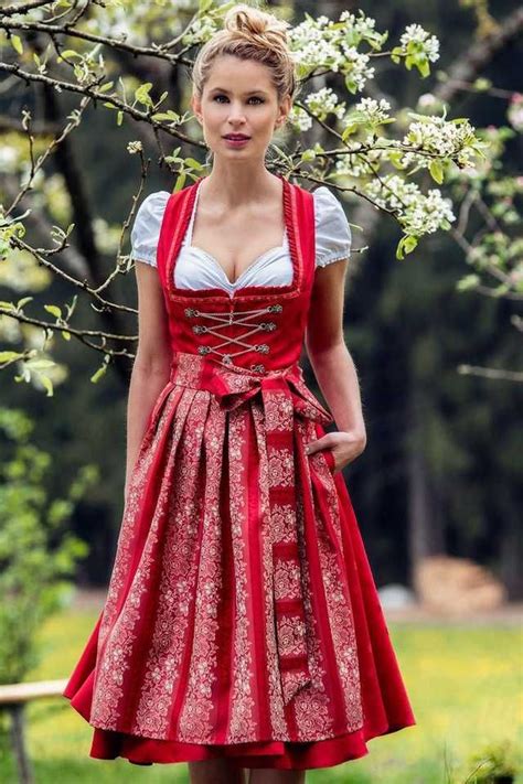 Clara In A Red Dirndl German Dress German Traditional Dress Dirndl