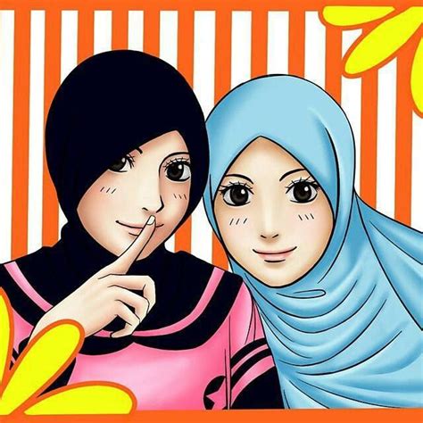 gambar kartun muslimah bercadar anime hijab sahabat