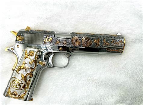 colt  government  super fully custom engraved  carats gold
