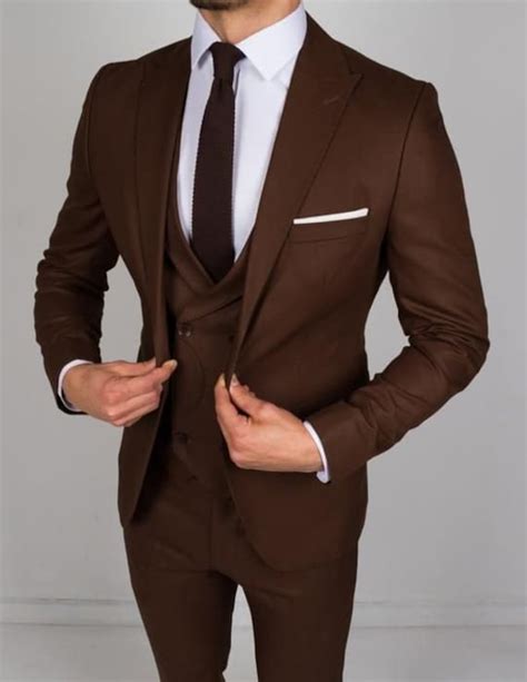 men suits  piece suit dark brown suits  men slim fit etsy australia