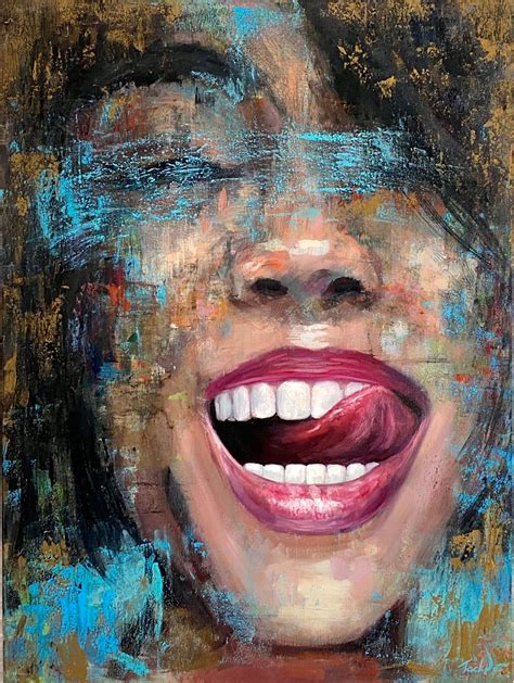 Abstract Woman Smile Oil Acrylic Portrai Painting By Evgeny Potapkin