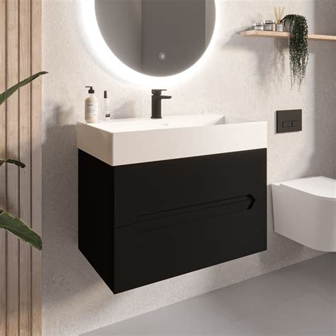 mm black wall hung vanity unit  basin morella ebay