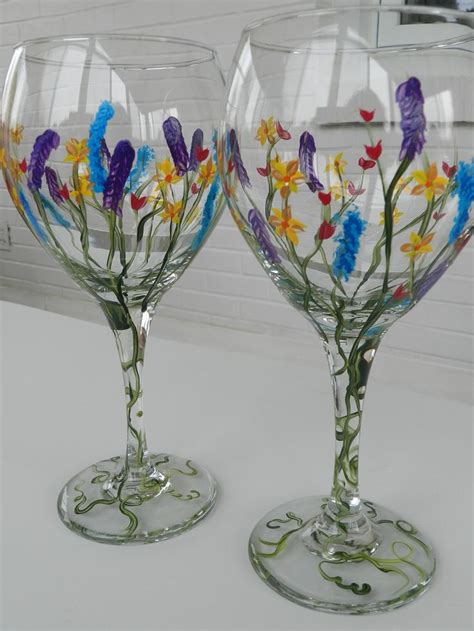 Wine Glass Wild Flowers And Painted Wine Glasses On Pinterest