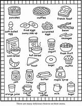 Coloring Food Pages Breakfast Menu Kids Color Printable Books Items Sheet English Cute Rocks Recipes Cat Dover Pizza Da Worksheet sketch template