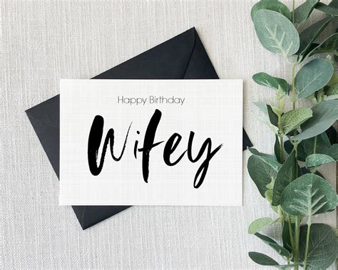 birthday card  wife happy birthday wifey printed   etsy