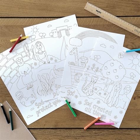 childrens bible story colouring sheets pack   cheerfully