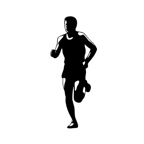 marathon runner running front silhouette retro blakc  white  vector art  vecteezy